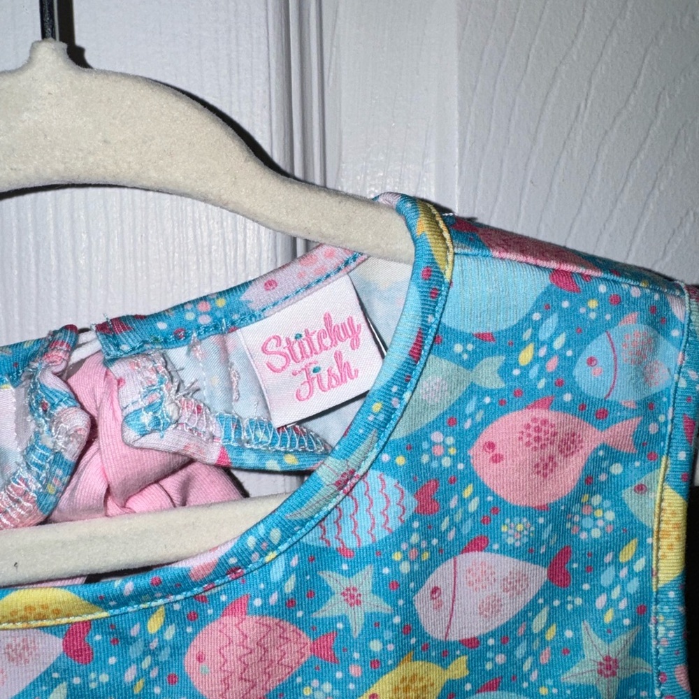 Vibrant Fish Pattern Kids Dress - Picture 4 of 6